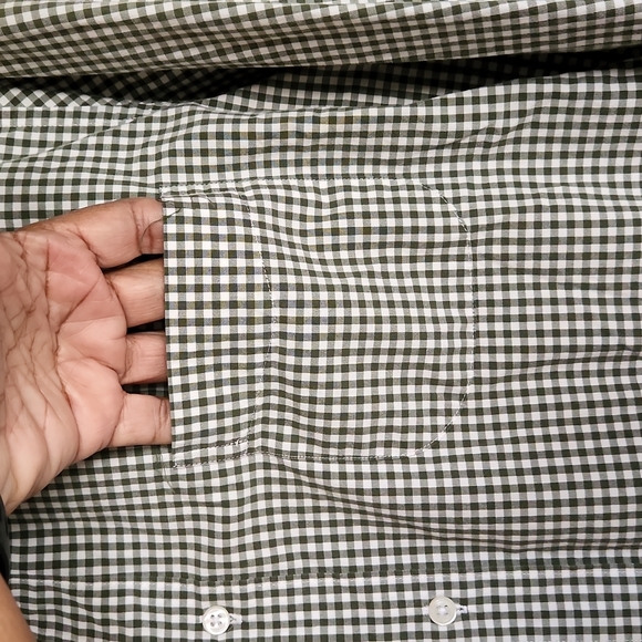 J. Crew, 0253, Olive green classic ghingam man's long sleeve shirt, size L - Picture 7 of 7